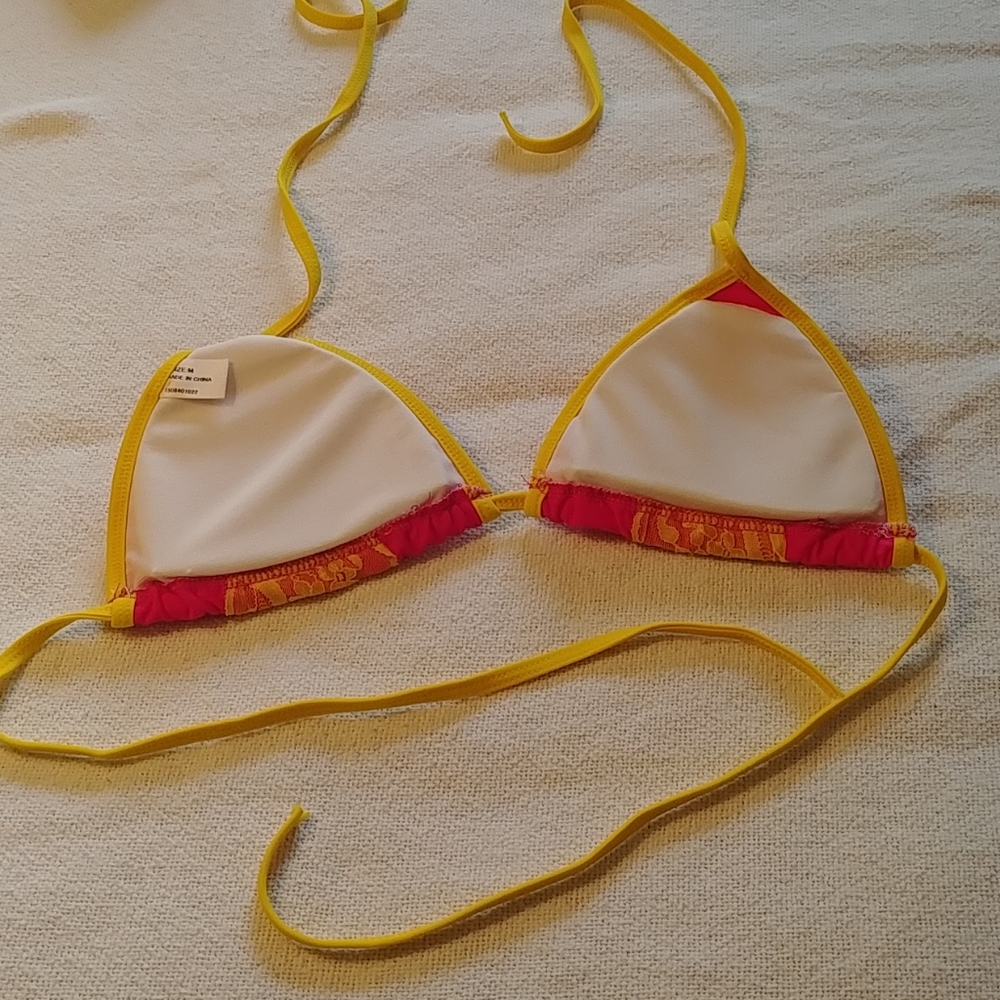 NWOT Pink & Yellow String Bikini - Picture 3 of 6